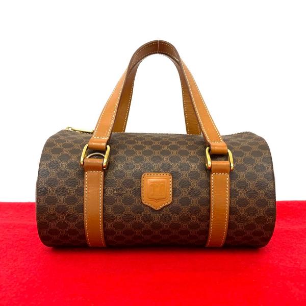 CELINE セリーヌ マカダム ミニボストン CELINE（セリーヌ） PVC 黒マカダム トリオンフ ミニ ボストンバッグ