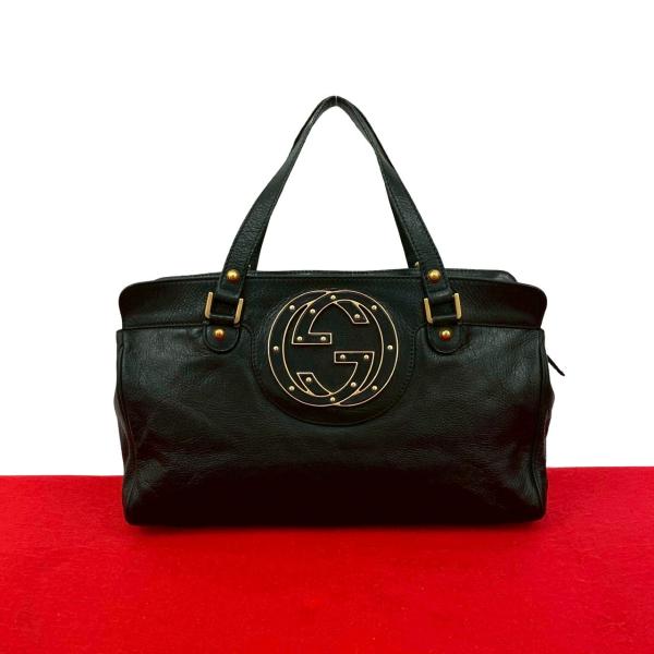 GUCCI（グッチ） 極 美品 インターロッキング G スタッズ レザー 本革