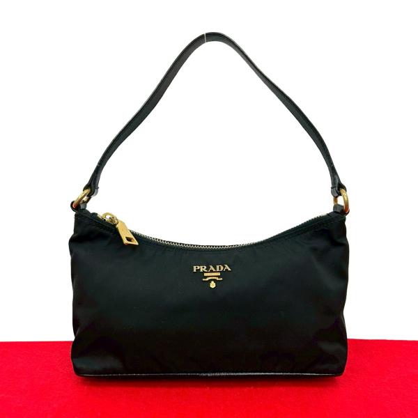 極美品　PRADA プラダ　ハンドバッグ　黒　S071 PRADA（プラダ） 極 美品 希少品 ロゴ ゴールド 金具 テスート