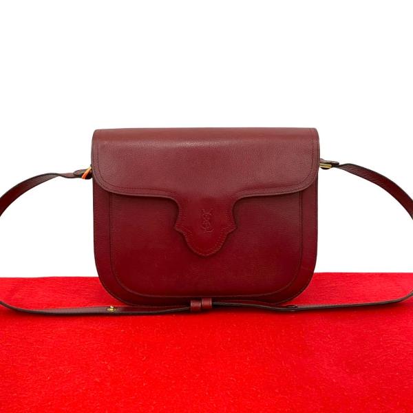 イヴ サンローラン リボン サテン ショルダーバッグ ポシェット レッド Yves Saint Laurent（イヴ・サンローラン） 極 美品 ヴィンテージ YSL