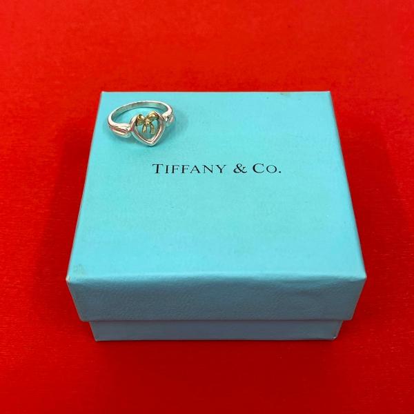 TIFFANY&Co.（ティファニー） 極 美品 ハート リボン コンビ リング