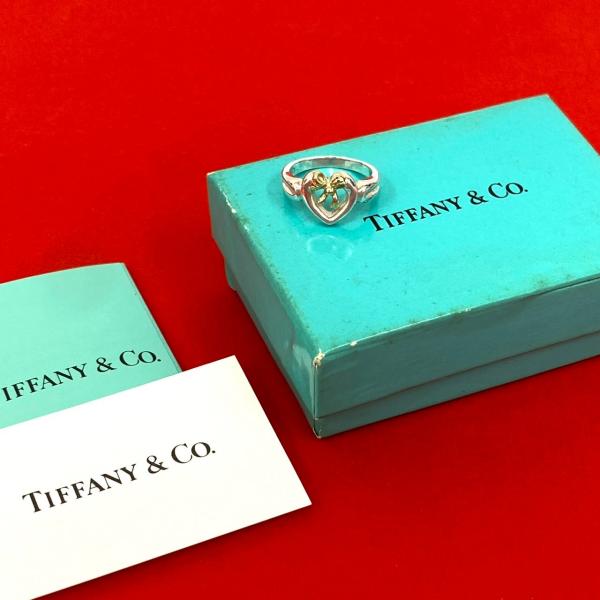 TIFFANY&Co.（ティファニー） 極 美品 ハート リボン コンビ リング