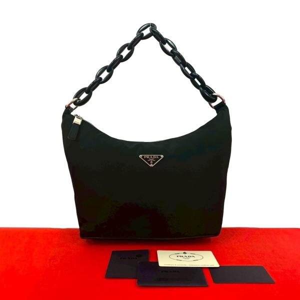 プラダ 三角ロゴプレート ギャザー ハンドバッグ ワンショルダーバッグ ナイロン レディース PRADA 【228-45581】 プラダ 三角ロゴプレート ギャザー ハンドバッグ ワンショルダーバッグ