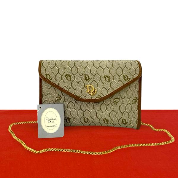 Dior ショルダーバッグ　チェーンバッグ　ハニカム柄　パーティバッグ 未使用保管品 Christian Dior ディオール ヴィンテージ ロゴ 金具