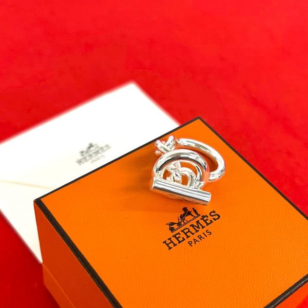 【美品】HERMES リング 指輪 シルバー　箱保証書あり HERMES（エルメス） 極 美品 箱付き クロワゼット リング シルバー925
