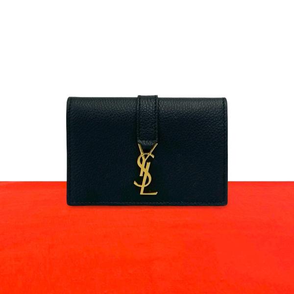 未使用品　SAINT LAURENT 名刺入れ　レザー　ロゴグラム　アイボリー系 Yves Saint Laurent（イヴ・サンローラン） ほぼ未使用 YSL カサンドラ