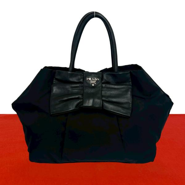 PRADA（プラダ） 極 美品 ロゴ 金具 テスート ナイロン リボン