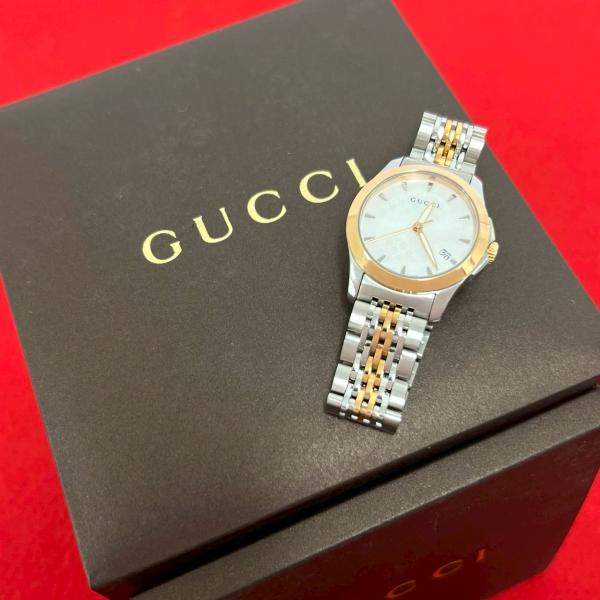 GUCCI（グッチ） 稼働品 極 美品 希少品 箱付き GG ロゴ ステンレス 