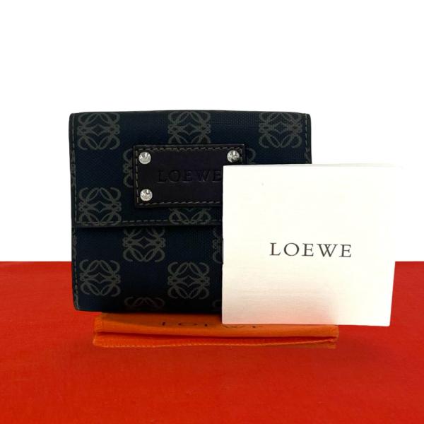 LOEWE（ロエベ） 極 美品 希少品 アナグラム ロゴ レザー 本革 二
