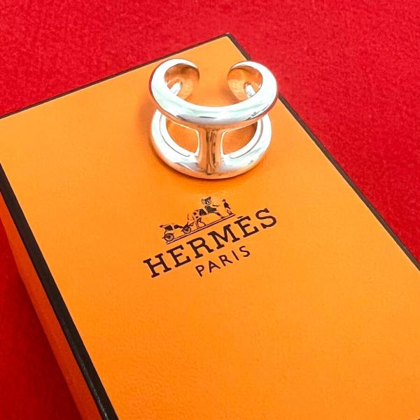 HERMES エルメス　シルバーリング オスモズ　54号箱付き HERMES（エルメス） 極 美品 保存箱付 オスモズ リング GM シルバー925