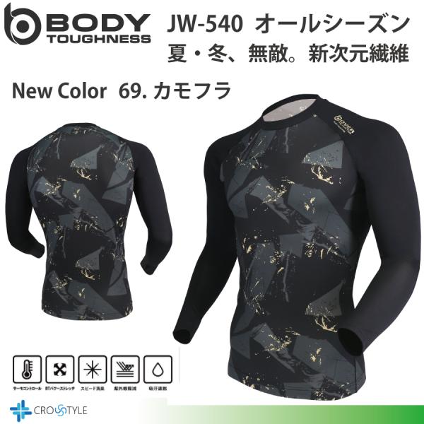 ブランド■おたふく手袋　BODY TOUGHNESS品名■JW-540　BTアウトラスト ロングスリーブ クルーネックシャツ素材■ポリエステル55％■複合繊維30％（ポリエステル、ポリプロピレン）■ポリウレタン15％サイズ ■S 胸囲80-...