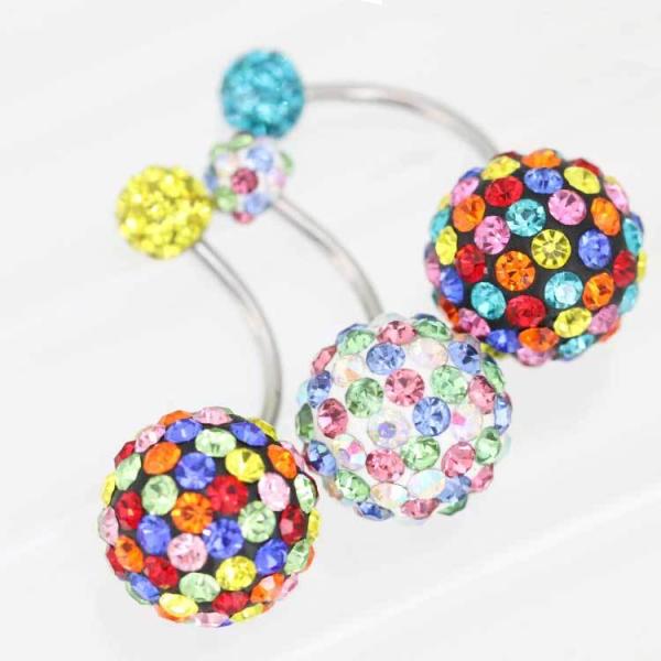ボディピアス 16g　へそピアス ミックスカラー  ボディーピアス レディース　人気　カラフル　マルチカラー　ドット　バナナバーベル　おしゃれ　ヘソピアス