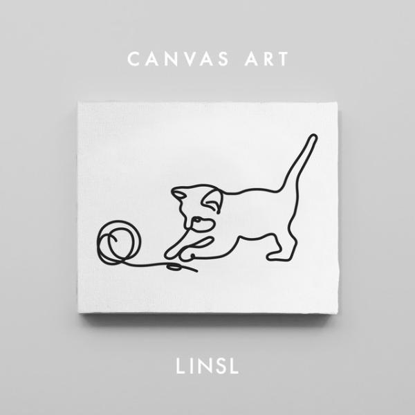 C0005/単品/キャンバスアート/ポスター/インテリア/モダン/ウォールデコレーション/壁掛け/アートパネル/猫/ネコ/動物/線画