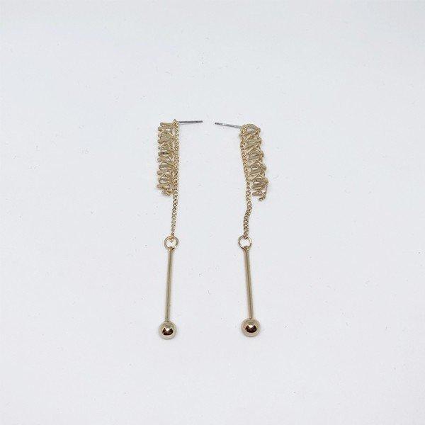 送料無料 イヤリング ライン ピアス ロング ボール 揺れる ゴールド Earrings Long レディース