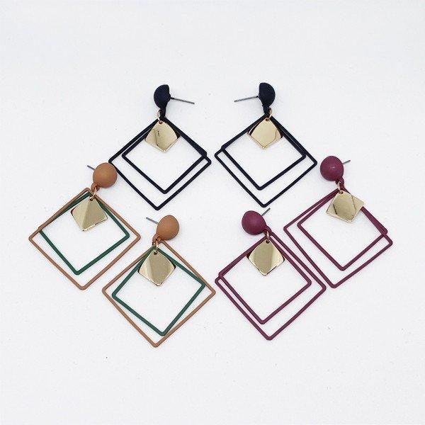 送料無料 イヤリング ゴールド プレート ピアス ブラック グリーン ワイン Earrings  レディース