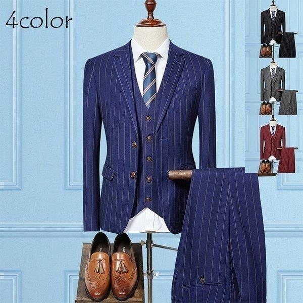 入荷中 3ピーススーツ スリーピーススーツ ビジネススーツ ３点 3ピーススーツ スリーピーススーツ ビジネススーツ ３点セットストライプ 新作4色あり 入学式 結婚式 紳士服 細身 セットアップ スーツセット メンズ ビジネススーツ Affaires Sociales Gouv Cg