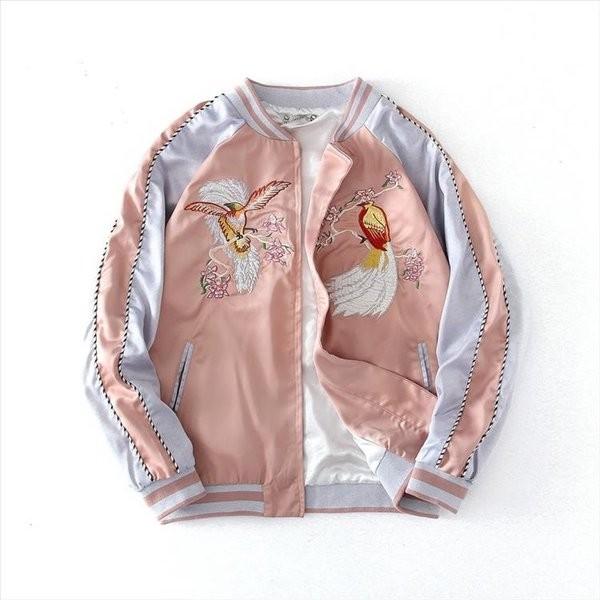スカジャン 横須賀 ジャケット レディース 大きいサイズ サテン 刺繍 鳥 ゆったり フライトジャケット アウター 春秋 Xrxbshiseihxh 06 Liptonツェルマ 通販 Yahoo ショッピング
