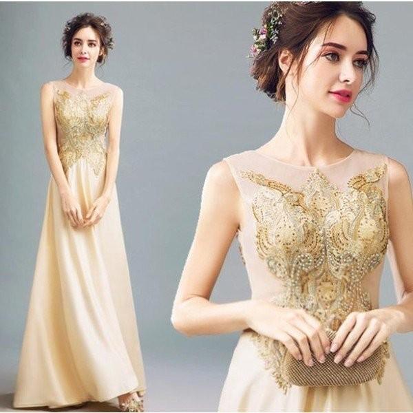 ウエディングドレス パーティードレス シャンペンカラー 結婚式 二次会 ドレス 花嫁 演奏会 舞台衣装 ロングドレス Khabarbani Com