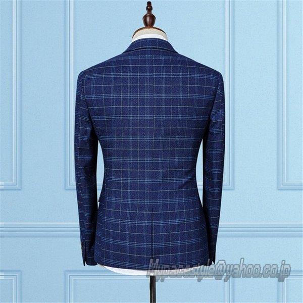 注目ブランドのギフト ビジネススーツ メンズ シングル 2つボタン 三点セット 入学 結婚 無地 イギリス風 フォーマル 紳士 お洒落 チェック柄 立体裁断 ビジネススーツ メンズ 3ピーススーツ 細身 パーティ 出勤 ビジネススーツ