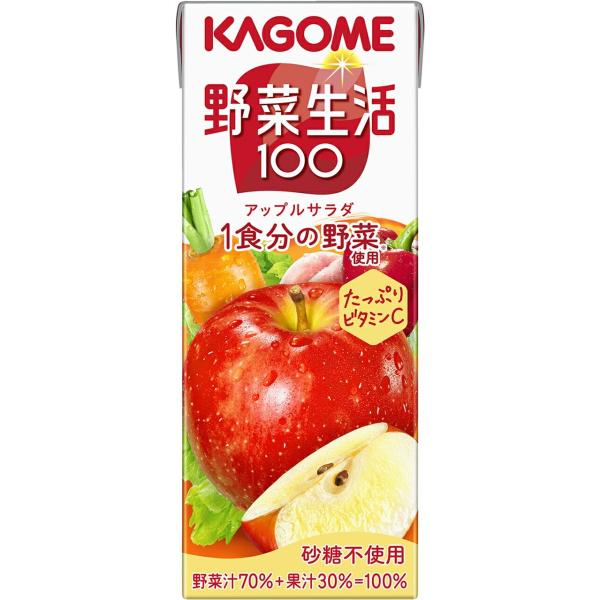 他サイト： 送料無料 カゴメ 野菜生活100 アップルサラダ 200ml×1ケース/24本の商品画像