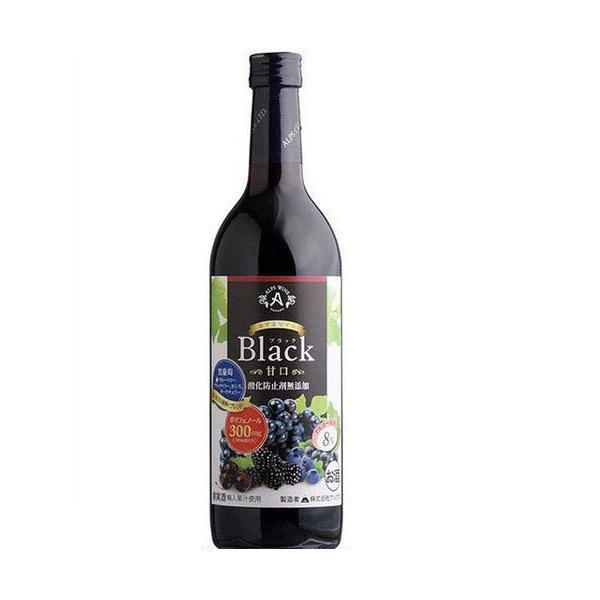 送料無料 長野県 アルプス あずさワイン酸化防止剤無添加 ブラック 甘口 720ml×12本