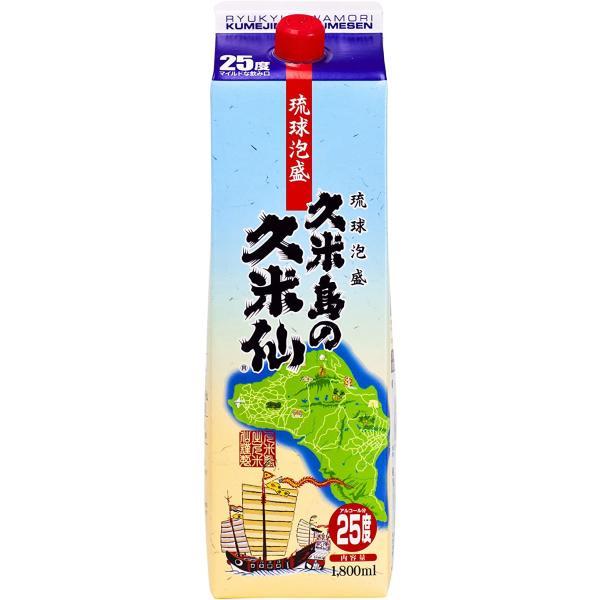 送料無料 泡盛 久米島の久米仙 25度 パック 1800ml 1.8L×2ケース/12本