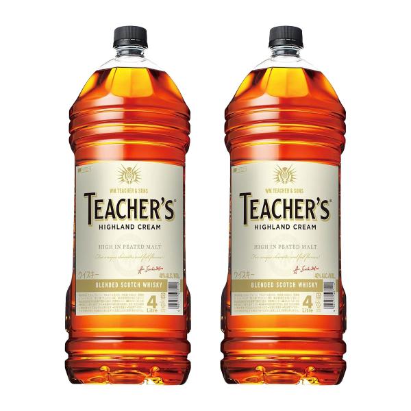 送料無料 スコッチウィスキー TEACHER'S ティーチャーズ ハイランドクリーム 40度 ペット 4000ml 4L 2本