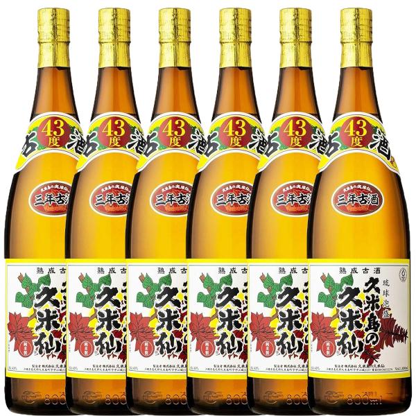 送料無料 泡盛 久米島の久米仙 でいご 43度 1800ml 1.8L×6本