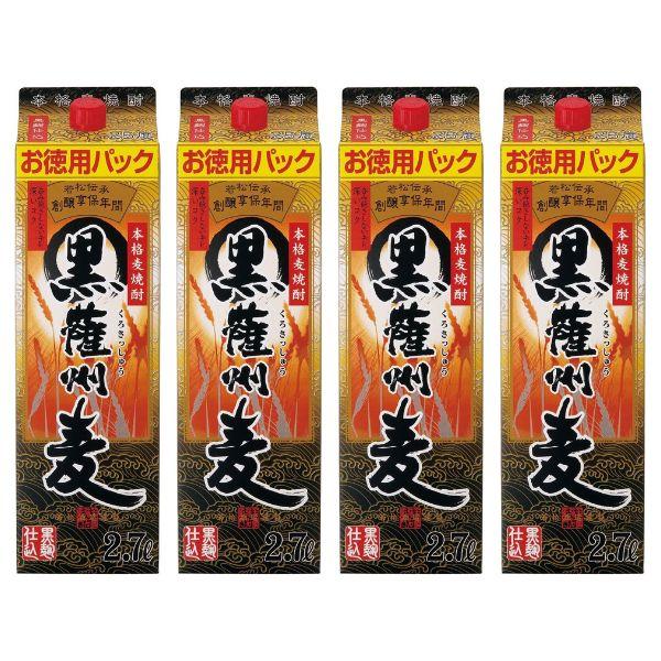 黒薩州麦 焼酎 25度 2.7Lパック 1ケース 4本 2700ml 麦焼酎 若松酒造 （1ケースで1個口の送料）　