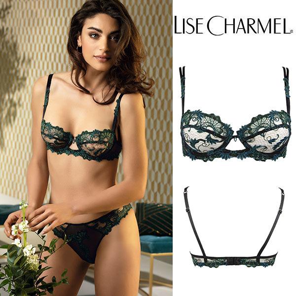 85F】リズシャルメル LISE CHARMEL ブラックグリーン パッドなし3/4 