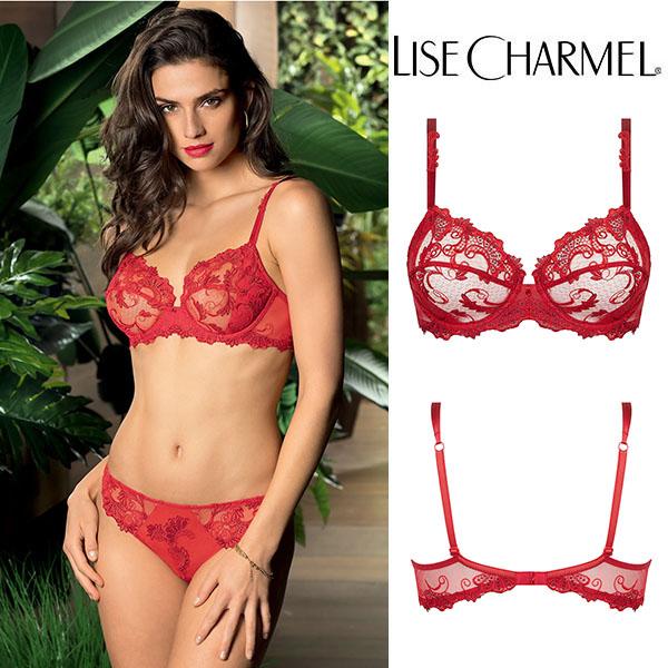【新品】 LISE CHARMEL ブラジャー レッド E)フルカップブラ ※大きめ注意 品番ACC6088 レッド Dressing Floral