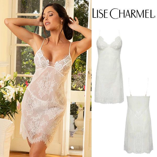 LISE CHARMEL ホワイト レース ネグリジェ ベビードール スリップ 