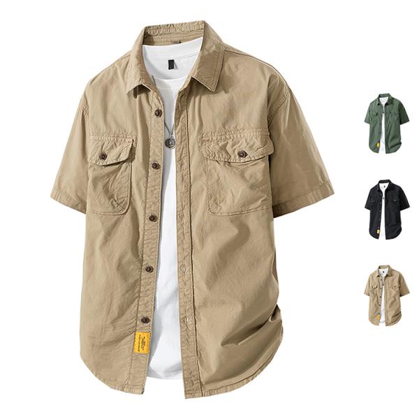 半袖シャツ メンズ ミリタリーシャツ ワークシャツ カジュアルシャツ 開襟シャツ 綿 通気 お兄系 2026 夏物