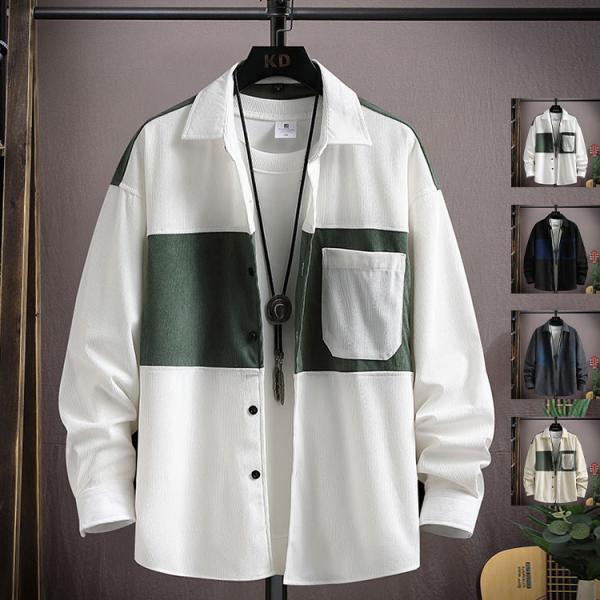 シャツ メンズ 長袖シャツ カジュアルシャツ 開襟シャツ ビジネス お兄系 無地 春服 トップス