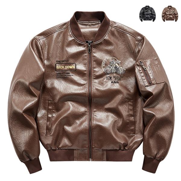 メンズ ミリタリージャケット レザージャケット 裏起毛 ジャンパー