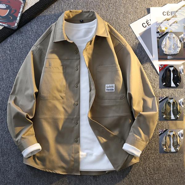 シャツ 長袖シャツ 春服 春物 メンズ ミリタリーシャツ カジュアルシャツ ビジネスシャツ 無地 通勤 お兄系