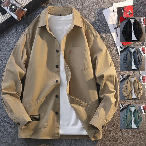 メンズ シャツ ミリタリーシャツ カジュアルシャツ 長袖シャツ 春服 春物 ビジネスシャツ 無地 通勤 お兄系