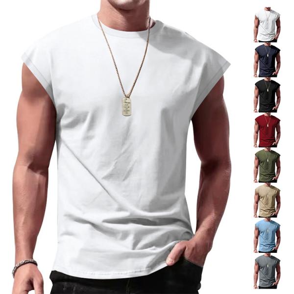 タンクトップ ノースリーブ メンズ 白tシャツ 無地 インナー 運動 Tシャツ 夏物 薄手 吸水速乾 接触冷感 夏 ファッション