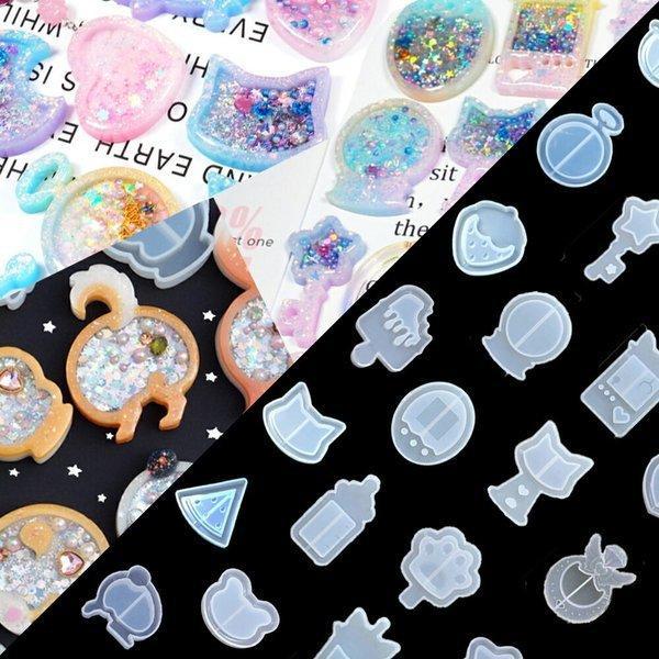 37種類 シャカシャカ シリコンモールド 専用フィルム付き シリコン型 レジン用 中身が動くレジン クマ ネコ 動物 ミルク 瓶 可愛い Diy シェー Ml001 リトルハンズ 通販 Yahoo ショッピング