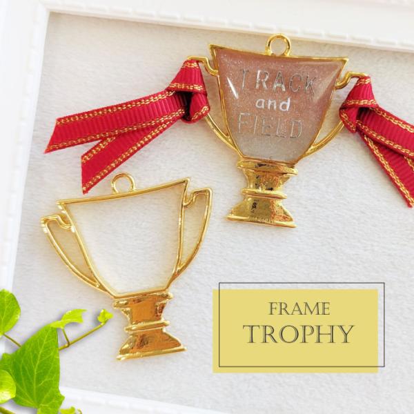 2個 トロフィー レジン枠 / gold ゴールドフレーム アクセサリーパーツ