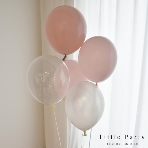 ◆商品内容◆ダスクローズ：1枚パステルペールピンク：2枚メタリックホワイト：1枚クリア：1枚予備：各色1枚◆商品説明◆ゴム風船ミックスカラー5枚セット膨らますだけで簡単にデコレーションのメインとしてお使い頂けるバルーン。パーティーテーマやイ...