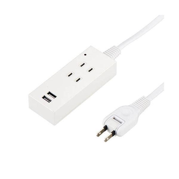 5�Z�b�g YAZAWA ���K�[�h�t2AC2USB2.1A2.5m�z���C�g Y02K4025WH2UX5