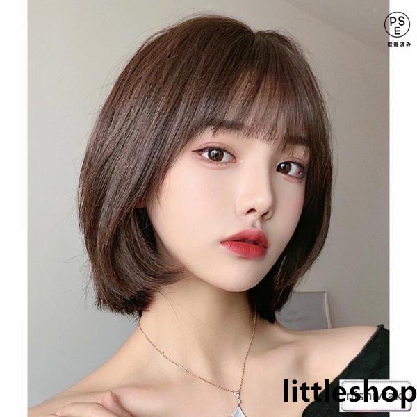 ウィッグ 自然な人毛100%フルウィッグ かつら 人毛 自然 医療用 円形脱毛症 ボブ ミディアム ショート レディース