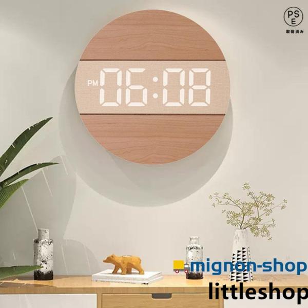 時計仕様サイズ:12インチ(直径30CM)*厚さ2CM、重量0.95KG、LED大数字、石英静音ムーブメント、材質:木製+PVC、USB給電、5mコード付き、電源アダプター(別売)は安定出力5V/500MA-1000MA、掛け時計内にはメモ...
