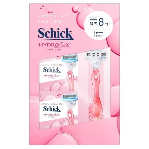 Schick シック ハイドロシルク クラブパック 本体刃付 + 替刃8個 女性用 カミソリ 剃刀 シェービング 替え刃 替刃 敏感肌 保湿 潤い
