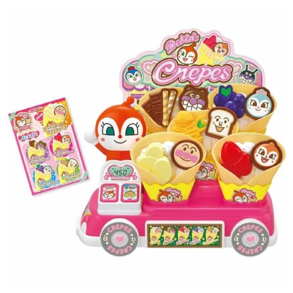 【商品説明】「おみせやさんごっこシリーズ」にドキンちゃんのクレープ屋さんが仲間入り！注文を受けたら、10種類のトッピングを組み合わせ、柔らかいクレープ生地をくるっと包んでケースに入れて、クレープのできあがり！組み合わせは全部で45通り♪好き...