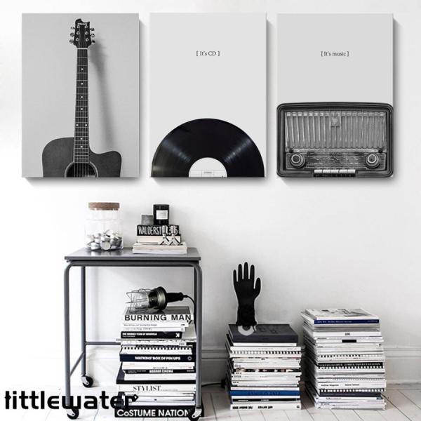 モノトーン 3枚セット 絵画 インテリア ファブリック 絵 ギター 楽器