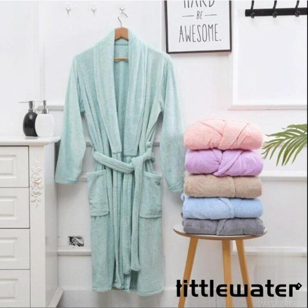 バスローブ ガウン マイクロファイバー ルームウェア もこもこ 裏起毛 レディース メンズ 男女兼用 厚手 ゆったり 冬 部屋着 長袖 プレゼント 冷え性 防寒用 秋冬lffz01【カラー】ピンク、パープル、グレー、グリーン、杏色、ライトブ...