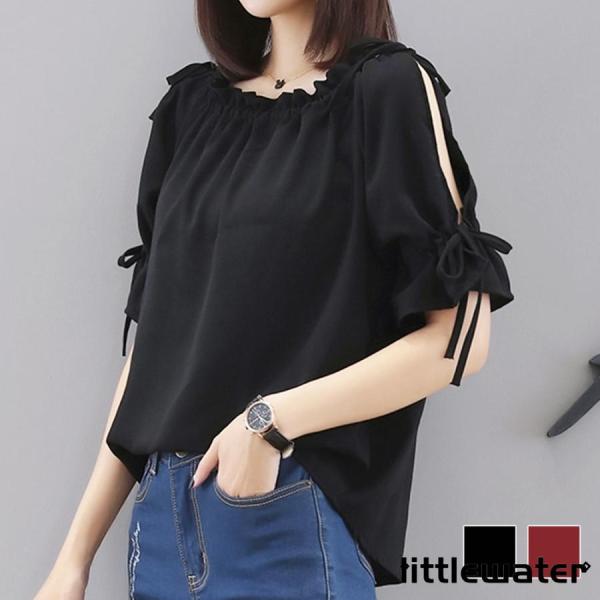 未使用☆花刺繍　2WAY オフショルダー ブラウス トップス　春物　夏物 littlewater_ltw24520-xiaji3