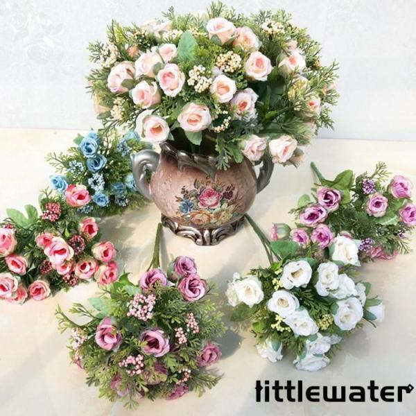■ 品名:飾り用造花     ■ 素材:絹■ カラー：全6色■ サイズ：全長28cm、幅20cm■ 内容：1本*9ウエディングブーケ 安い 結婚式 花嫁 ブーケ ローズ 造花 花束 ブライダルブーケ ウェディング アレンジメント アートフラ...